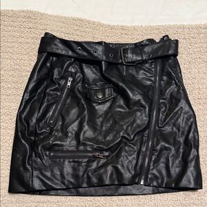 Vici Black Faux Leather Skirt with Belt